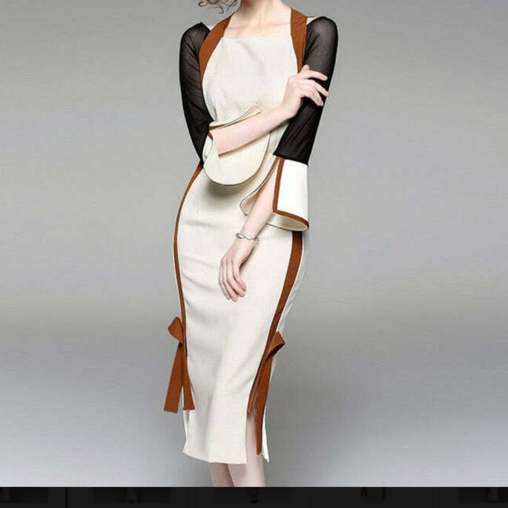 Patchwork Flared Sleeve Dress - image 6